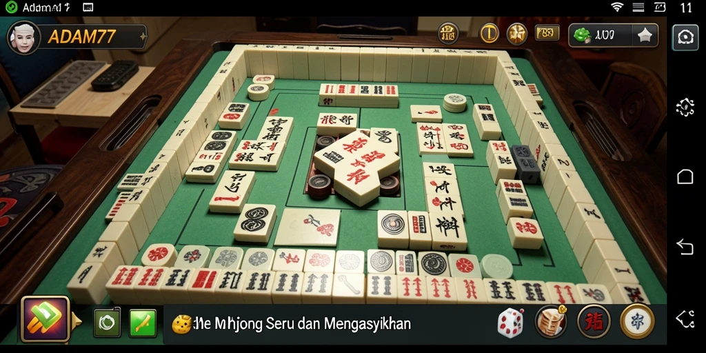 Screenshot gameplay ADAM77 menampilkan suasana bermain Mahjong yang seru.