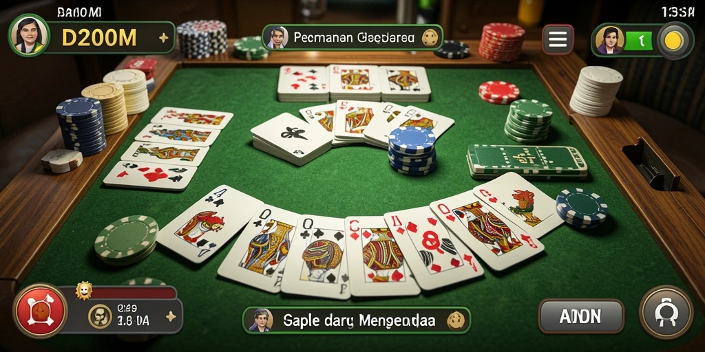 Tampilan gameplay Gaple yang seru dan interaktif di D200M.