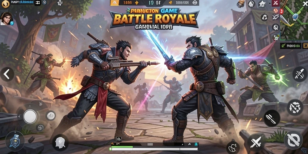 Tampilan gameplay seru HARAPJP di pertempuran Battle Royale.