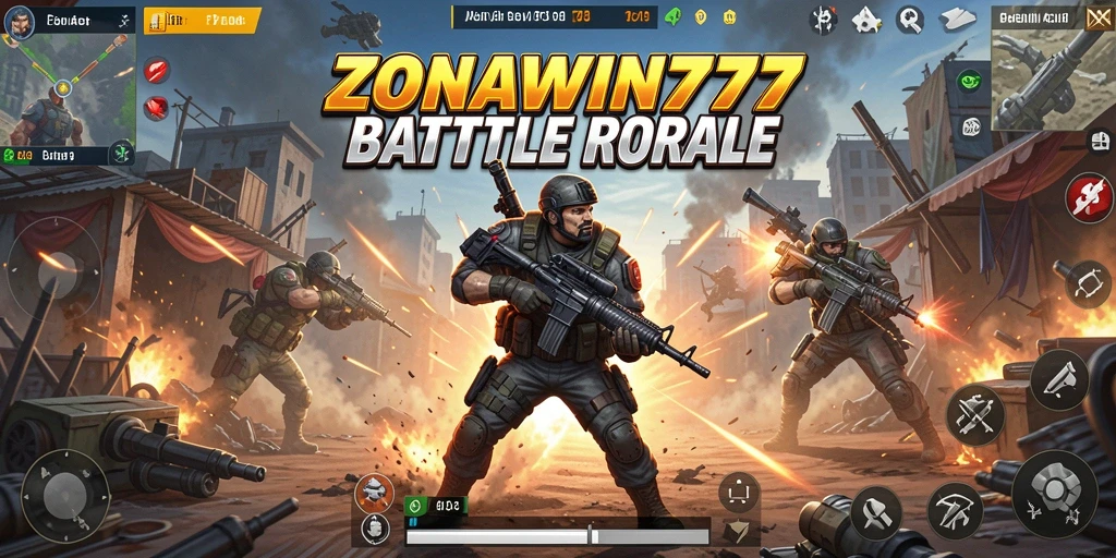 Gameplay ZONAWIN777 yang menegangkan dalam mode Battle Royale.